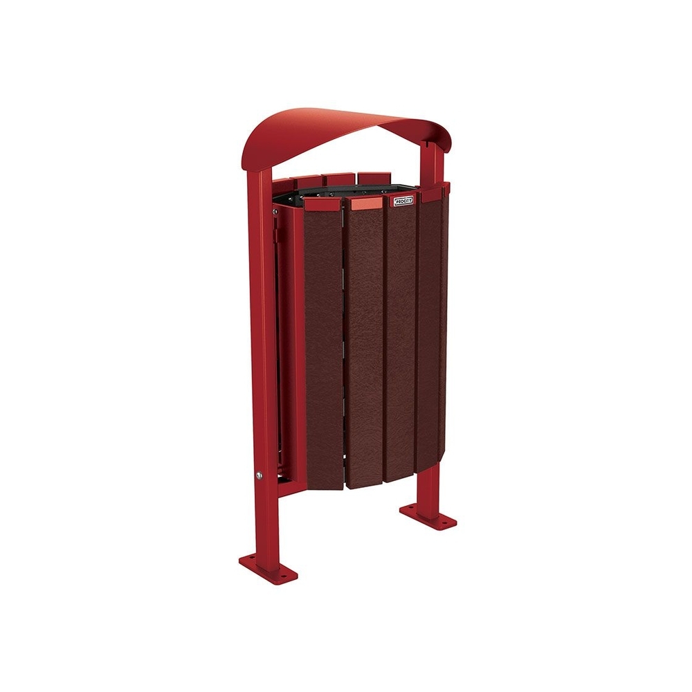 Corbeille Silaos acier et plastique recyclé 50 litres RAL3004 - Sans cendrier - Sur platines - PROCITY - 594153.3004