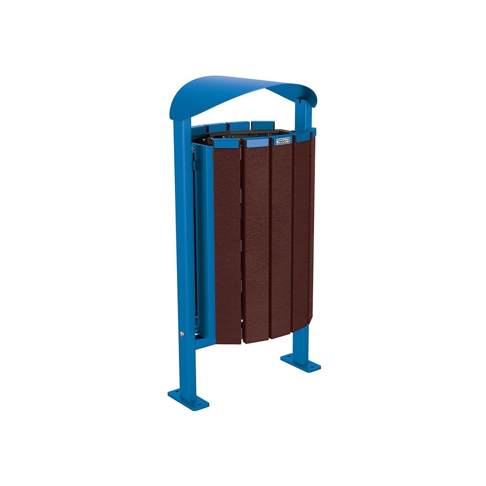 Corbeille Silaos acier et plastique recyclé 50 litres RAL5010 - Sans cendrier - Sur platines - PROCITY - 594153.5010