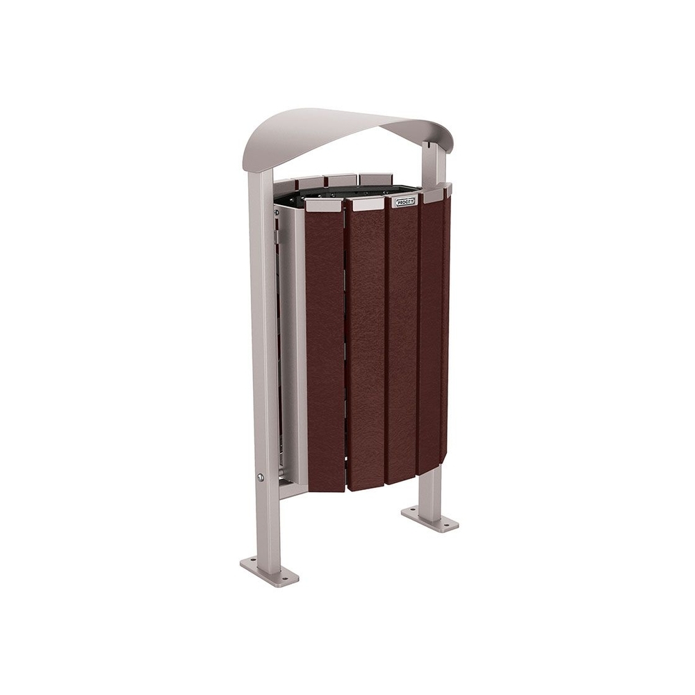 Corbeille Silaos acier et plastique recyclé 50 litres RAL7044 - Sans cendrier - Sur platines - PROCITY - 594153.7044