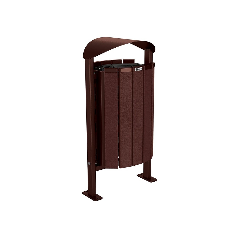 Corbeille Silaos acier et plastique recyclé 50 litres RAL8017 - Sans cendrier - Sur platines - PROCITY - 594153.8017