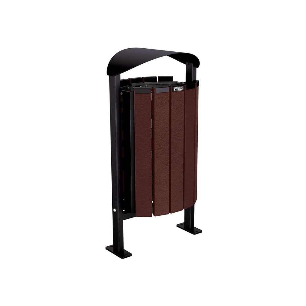 Corbeille Silaos acier et plastique recyclé 50 litres RAL9005 - Sans cendrier - Sur platines - PROCITY - 594153.9005