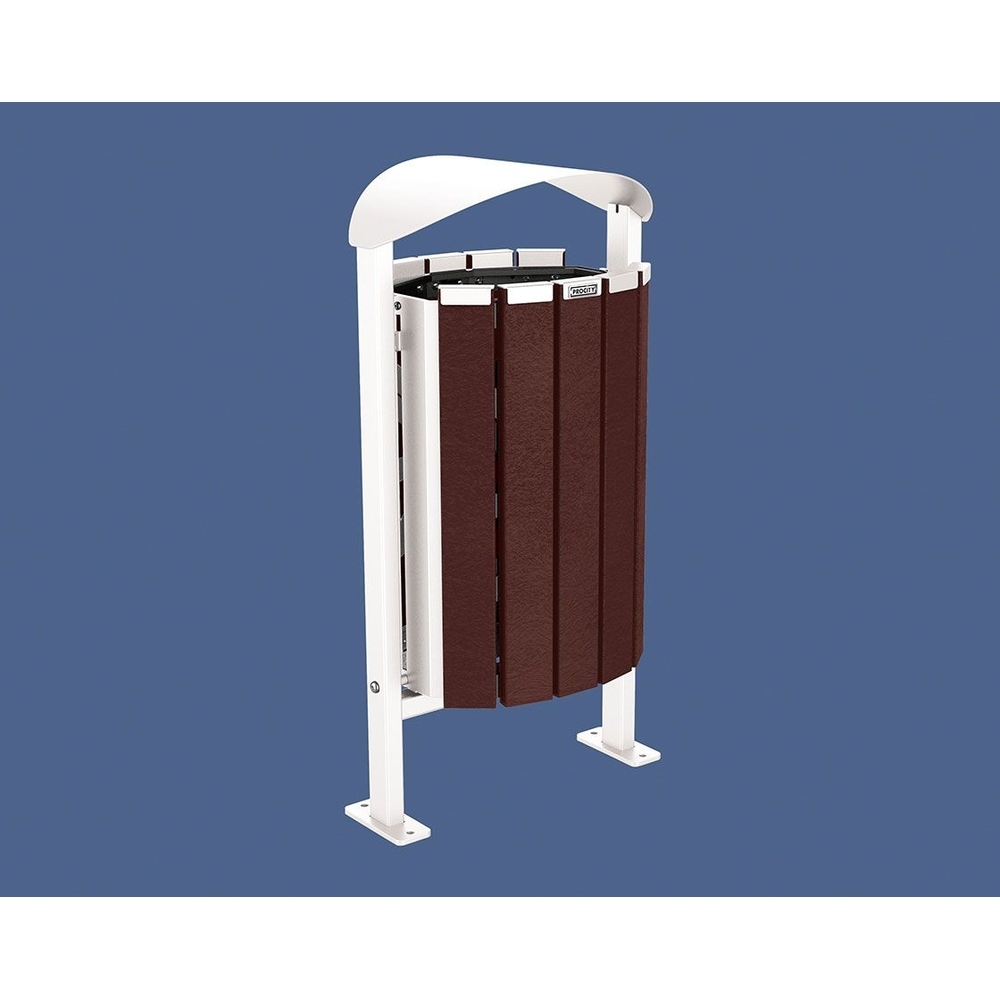 Corbeille Silaos acier et plastique recyclé 50 litres RAL9010 - Sans cendrier - Sur platines - PROCITY - 594153.9010