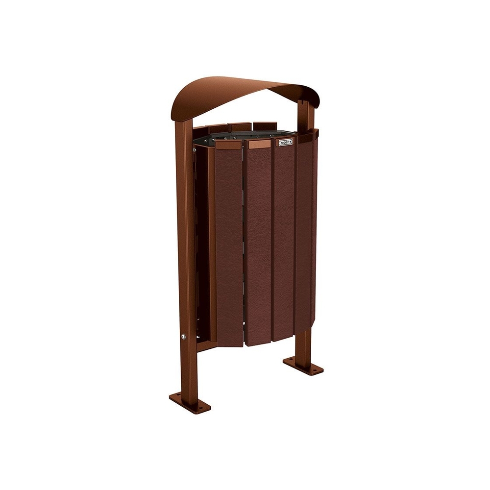 Corbeille Silaos acier et plastique recyclé 50 litres Aspect Corten - Sans cendrier - Sur platines - PROCITY - 594153.S025