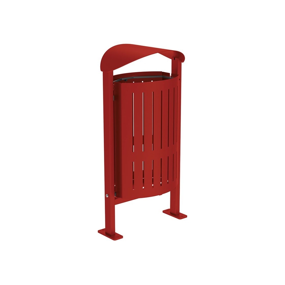 Corbeille Silaos acier 50 litres RAL3004 - Sans cendrier - Sur platines - PROCITY - 594156.3004