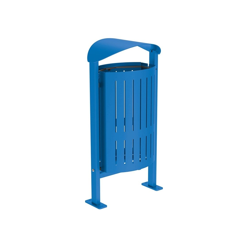 Corbeille Silaos acier 50 litres RAL5010 - Sans cendrier - Sur platines - PROCITY - 594156.5010
