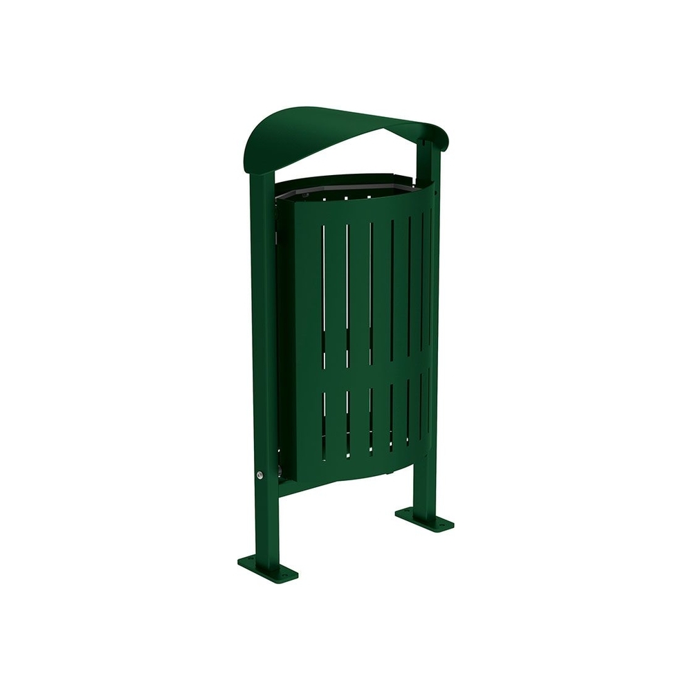Corbeille Silaos acier 50 litres RAL6005 - Sans cendrier - Sur platines - PROCITY - 594156.6005