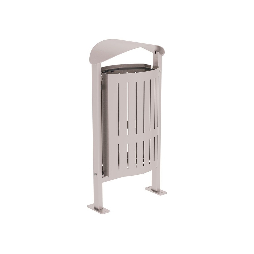 Corbeille Silaos acier 50 litres RAL7044 - Sans cendrier - Sur platines - PROCITY - 594156.7044