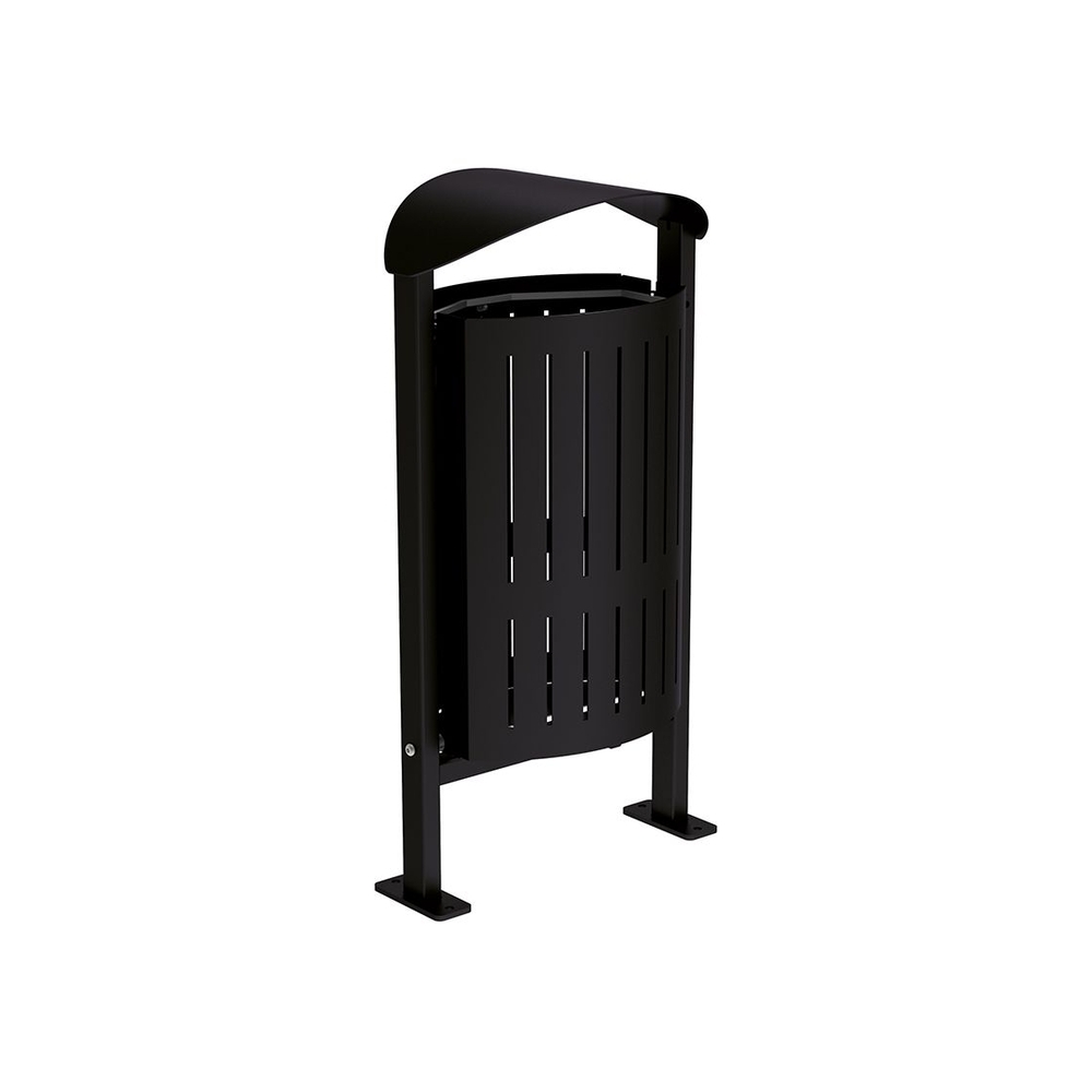 Corbeille Silaos acier 50 litres RAL9005 - Sans cendrier - Sur platines - PROCITY - 594156.9005