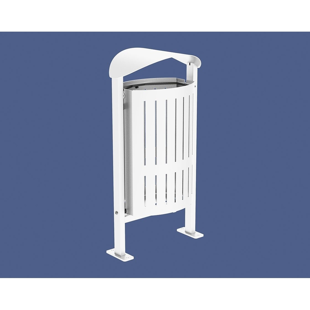 Corbeille Silaos acier 50 litres RAL9010 - Sans cendrier - Sur platines - PROCITY - 594156.9010