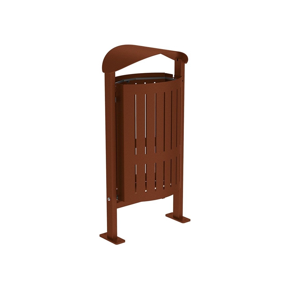 Corbeille Silaos acier 50 litres Aspect Corten - Sans cendrier - Sur platines - PROCITY - 594156.S025