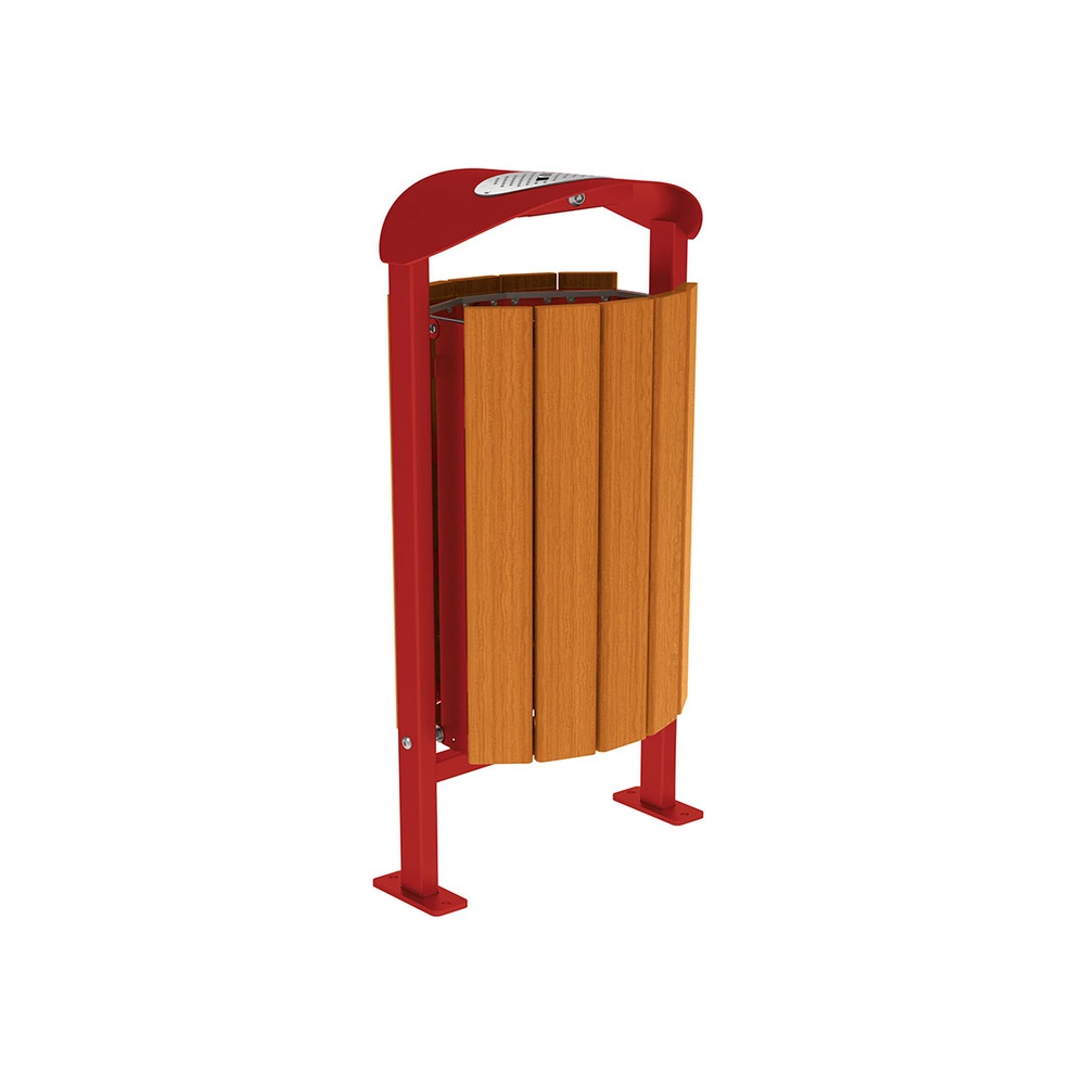 Corbeille Silaos acier et bois 50 litres RAL3004 - Chêne lasuré chêne clair - cendrier - Sur platines - PROCITY - 594157.3004.CHEC