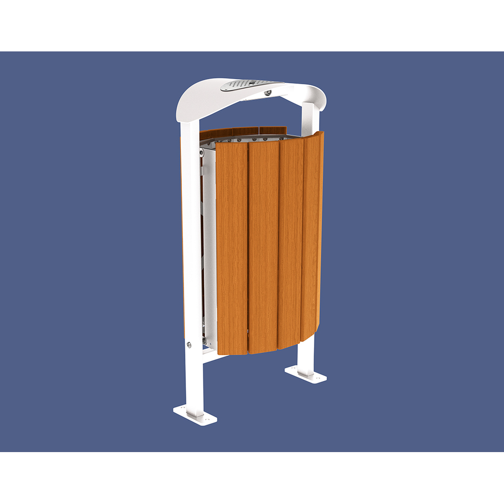 Corbeille Silaos acier et bois 50 litres RAL9010 - Chêne lasuré chêne clair - cendrier - Sur platines - PROCITY - 594157.9010.CHEC