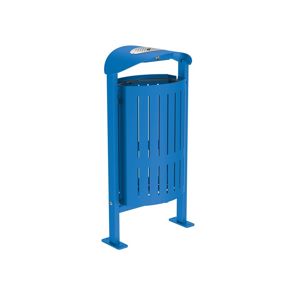 Corbeille Silaos acier 50 litres RAL5010 - cendrier - Sur platines - PROCITY - 594158.5010