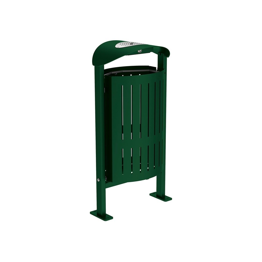 Corbeille Silaos acier 50 litres RAL6005 - cendrier - Sur platines - PROCITY - 594158.6005
