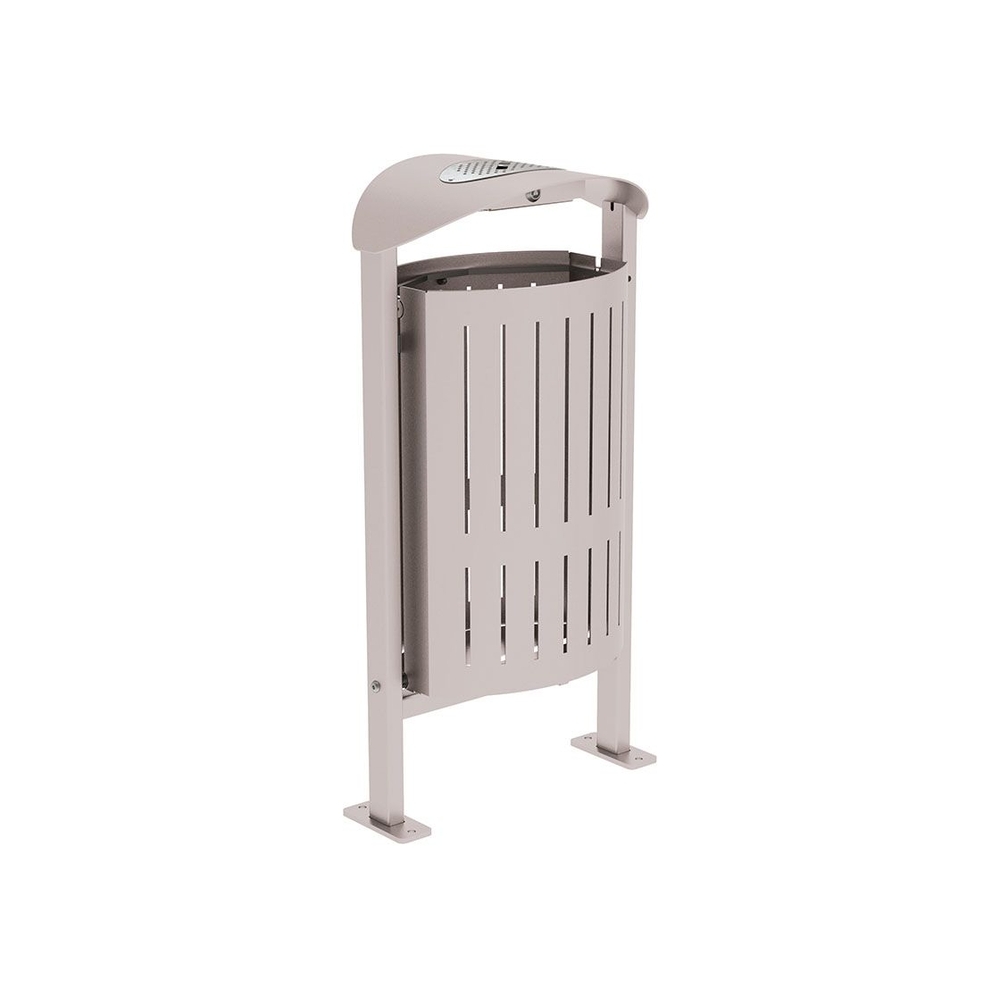 Corbeille Silaos acier 50 litres RAL7044 - cendrier - Sur platines - PROCITY - 594158.7044