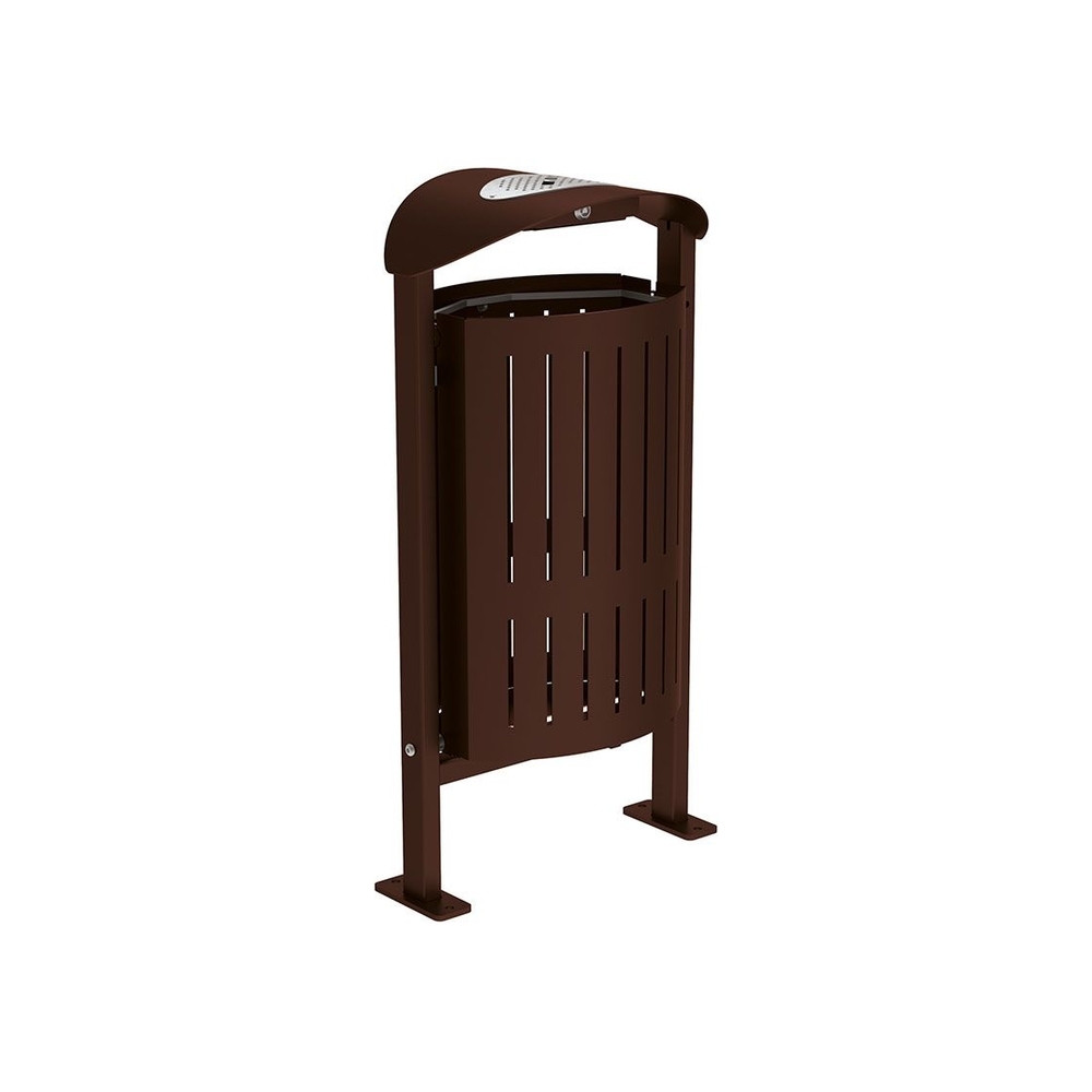 Corbeille Silaos acier 50 litres RAL8017 - cendrier - Sur platines - PROCITY - 594158.8017