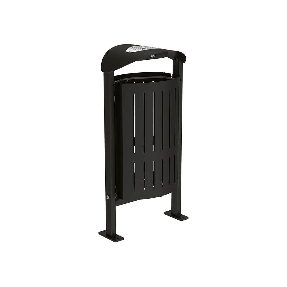 Corbeille Silaos acier 50 litres RAL9005 - cendrier - Sur platines - PROCITY - 594158.9005