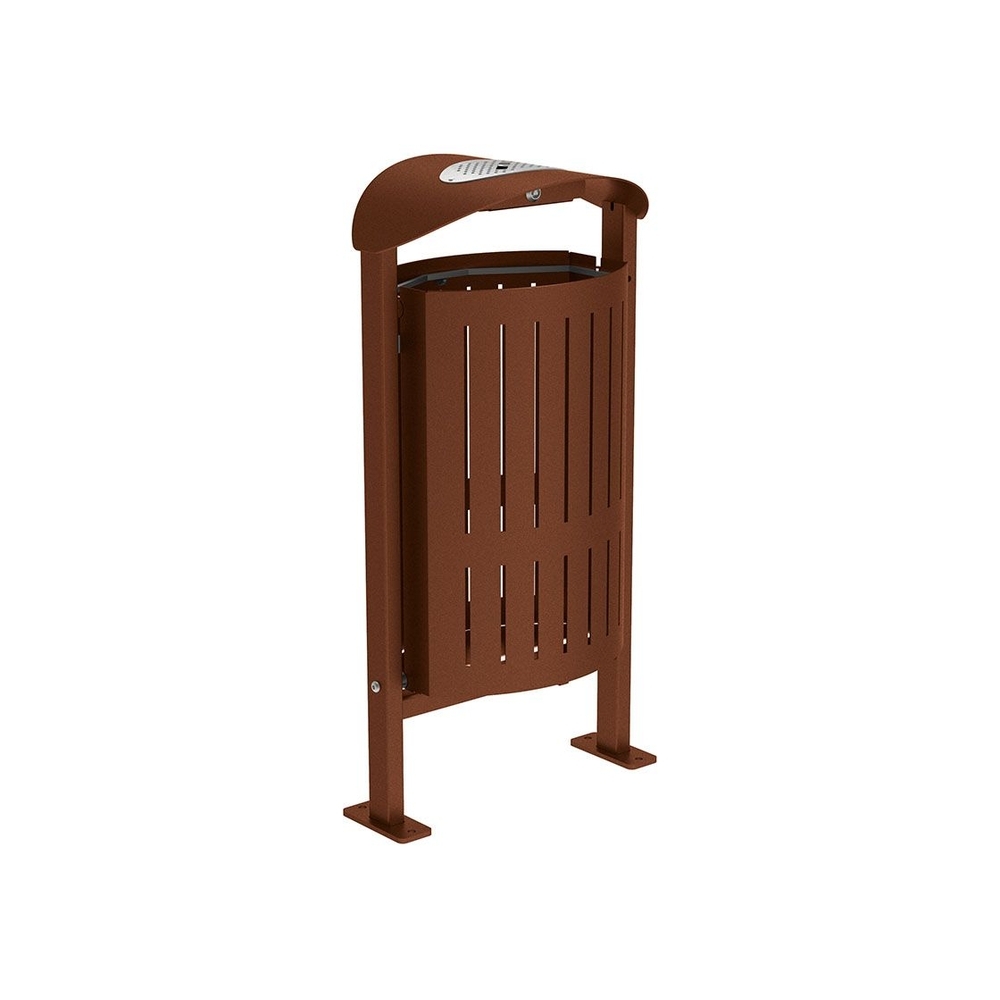 Corbeille Silaos acier 50 litres Aspect Corten - cendrier - Sur platines - PROCITY - 594158.S025