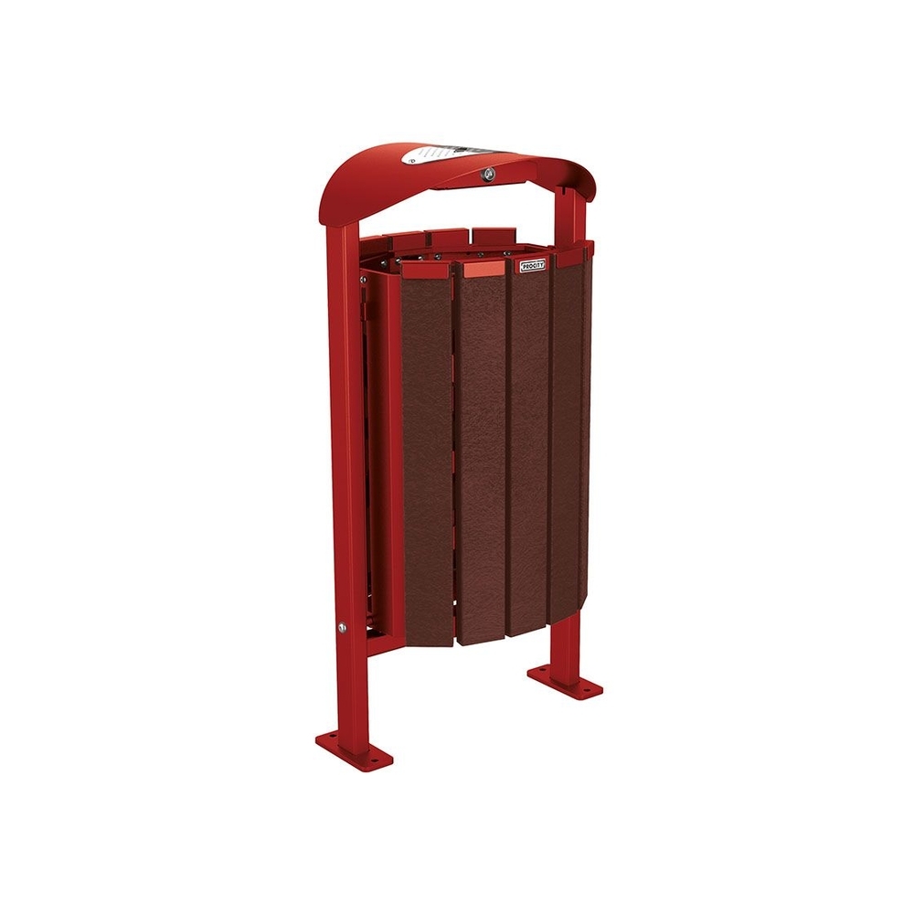 Corbeille Silaos acier et plastique recyclé 50 litres RAL3004 - cendrier - Sur platines - PROCITY - 594159.3004