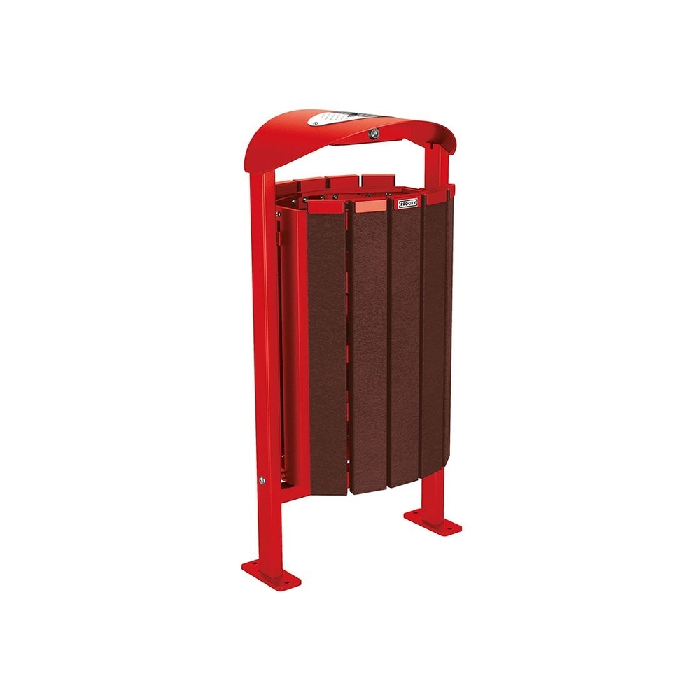 Corbeille Silaos acier et plastique recyclé 50 litres RAL3020 - cendrier - Sur platines - PROCITY - 594159.3020