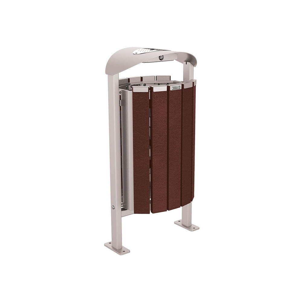 Corbeille Silaos acier et plastique recyclé 50 litres RAL7044 - cendrier - Sur platines - PROCITY - 594159.7044