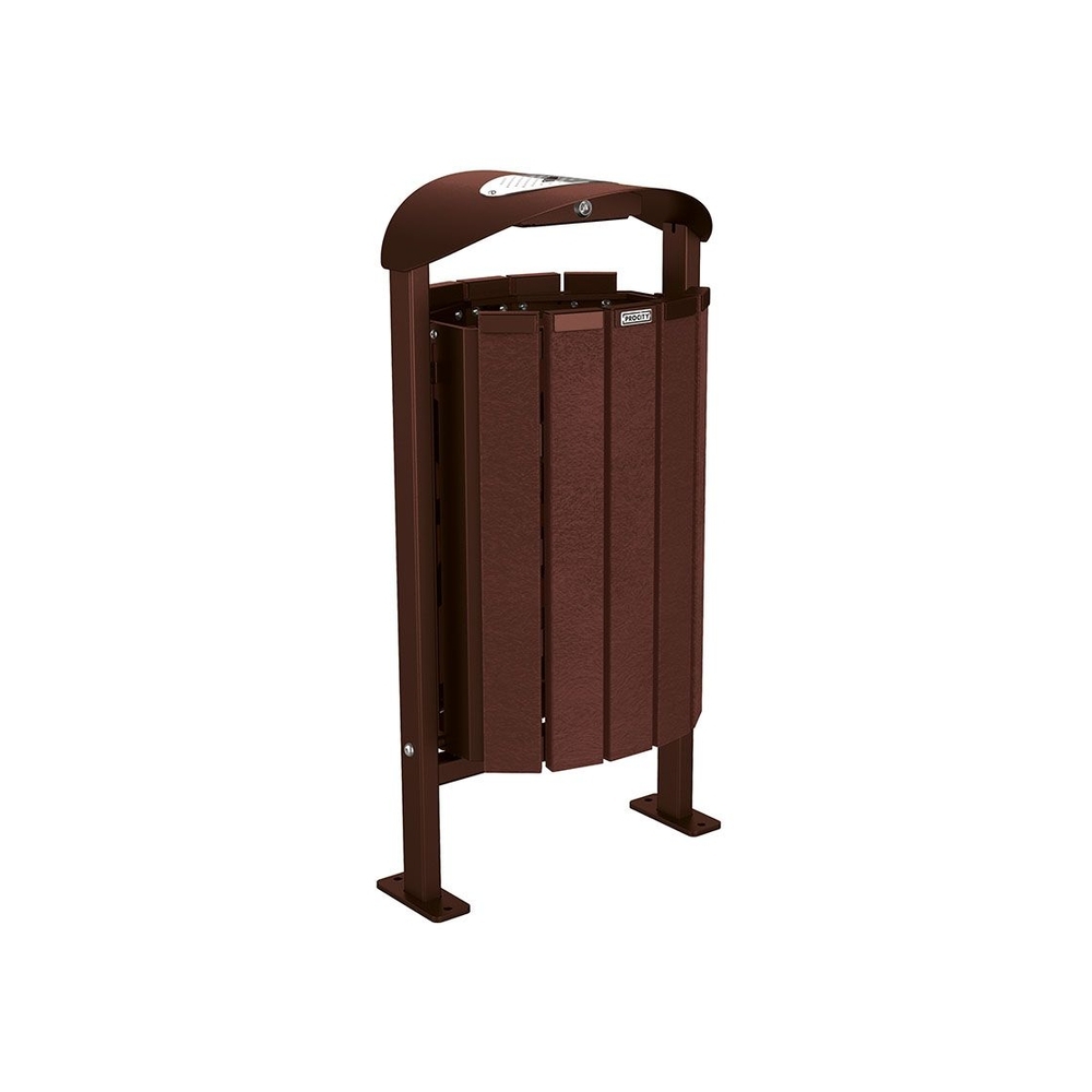 Corbeille Silaos acier et plastique recyclé 50 litres RAL8017 - cendrier - Sur platines - PROCITY - 594159.8017