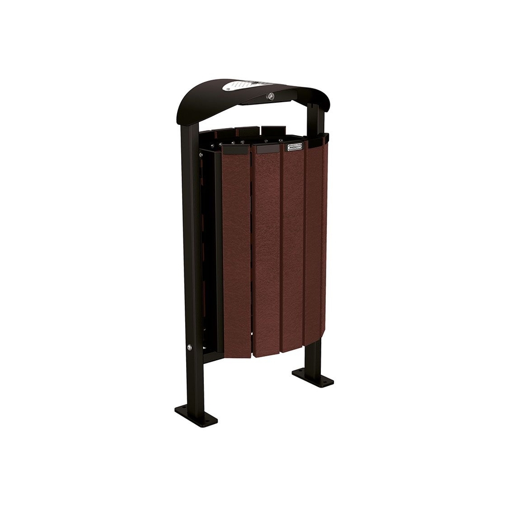 Corbeille Silaos acier et plastique recyclé 50 litres RAL9005 - cendrier - Sur platines - PROCITY - 594159.9005