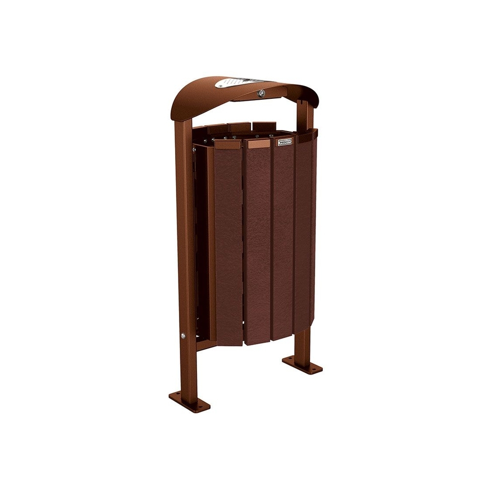 Corbeille Silaos acier et plastique recyclé 50 litres Aspect Corten - cendrier - Sur platines - PROCITY - 594159.S025