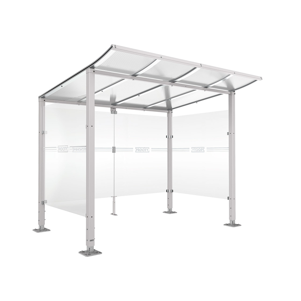 Abri vélos Modulo bardages en verre RAL7044 - Initial + bardage de fond et latéraux - Sur platines - Prof 2000mm - PROCITY - 599170.7044