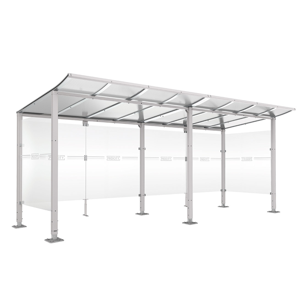 Abri vélos Modulo bardages en verre RAL7044 - initial + compl + bardages de fond et latéraux - Sur platines - Prof 2000mm - PROCITY - 599171.7044