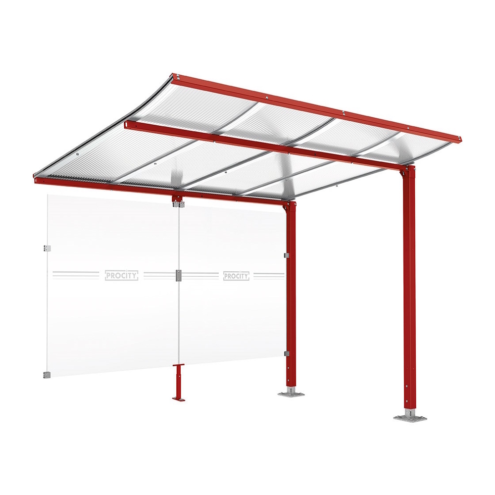 Abri vélos Modulo bardages en verre RAL3004 - compl + bardage de fond - Sur platines - Prof 2000mm - PROCITY - 599172.3004