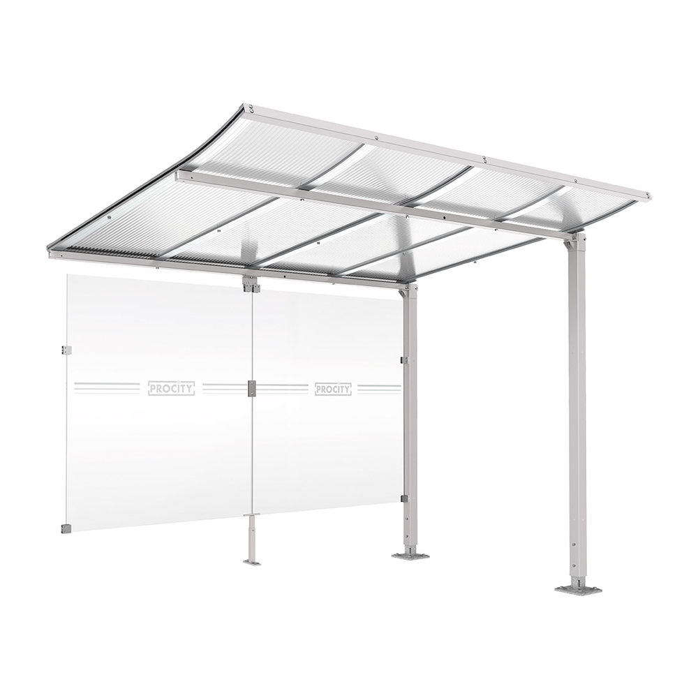 Abri vélos Modulo bardages en verre RAL7044 - compl + bardage de fond - Sur platines - Prof 2000mm - PROCITY - 599172.7044
