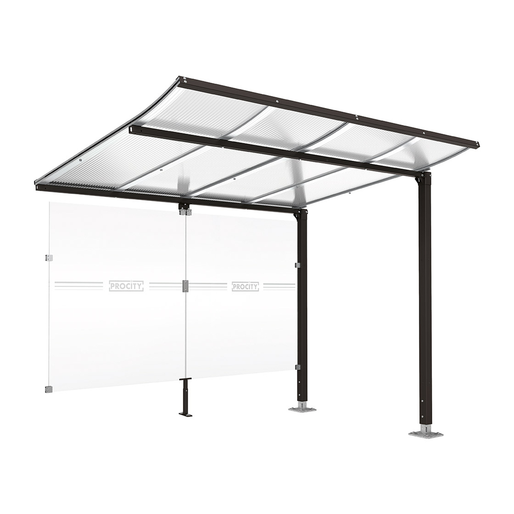 Abri vélos Modulo bardages en verre RAL9005 - compl + bardage de fond - Sur platines - Prof 2000mm - PROCITY - 599172.9005