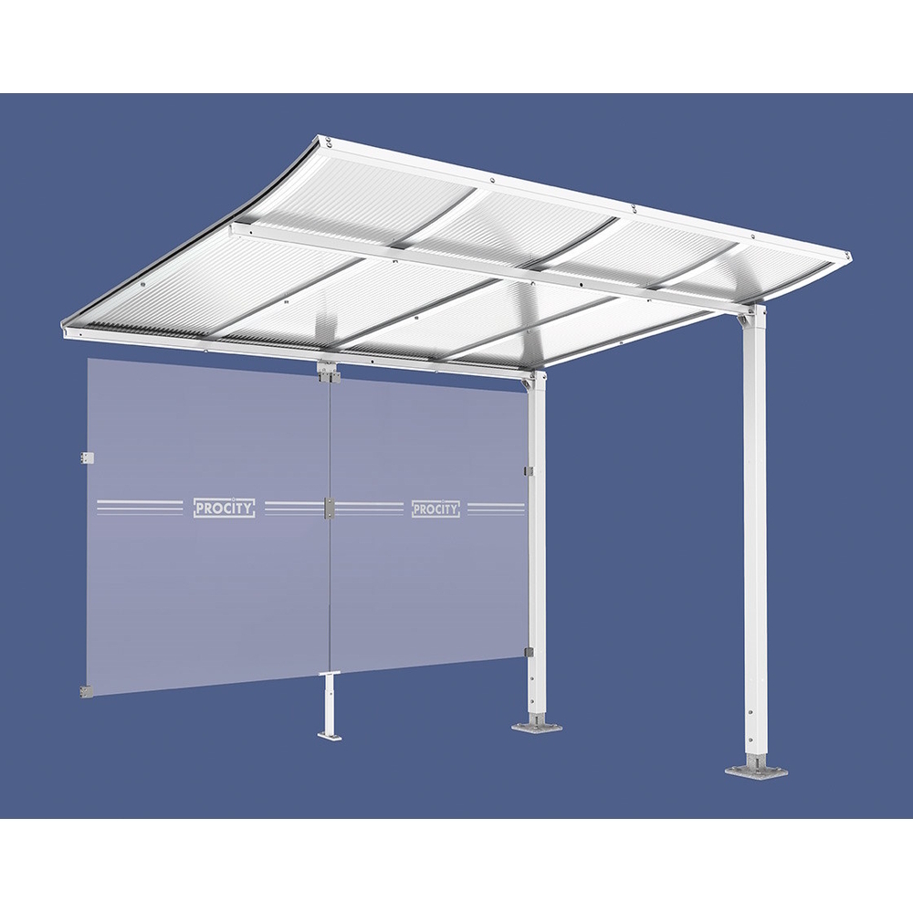 Abri vélos Modulo bardages en verre RAL9010 - compl + bardage de fond - Sur platines - Prof 2000mm - PROCITY - 599172.9010