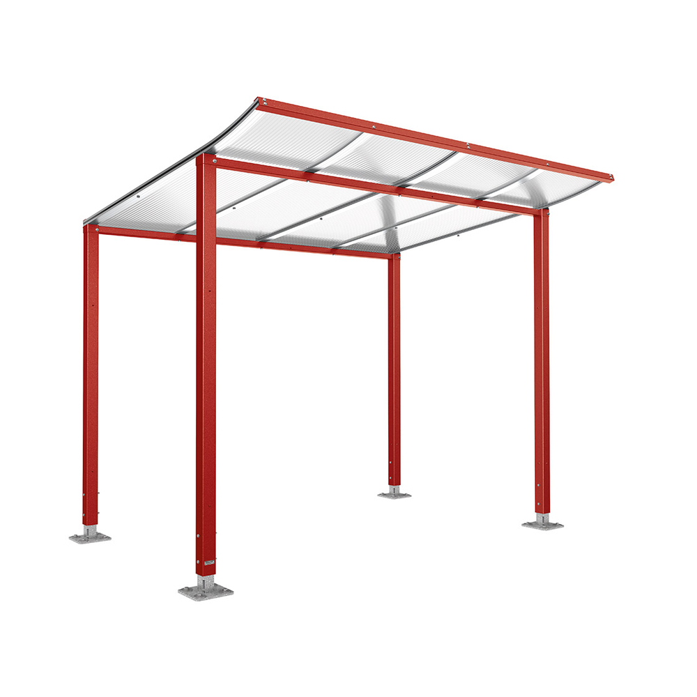 Abri vélos Modulo bardages en verre RAL3004 - Sans bardage - Sur platines - Prof 2000mm - PROCITY - 599173.3004