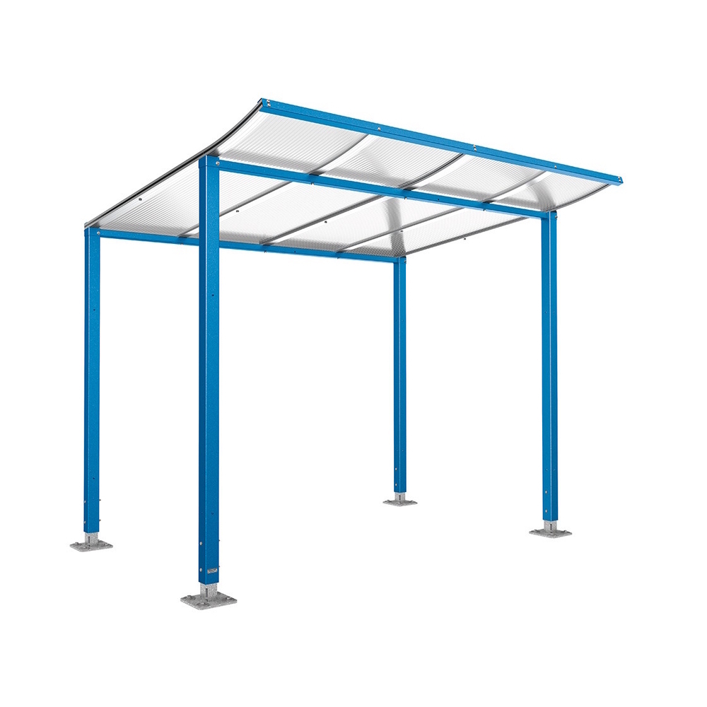 Abri vélos Modulo bardages en verre RAL5010 - Sans bardage - Sur platines - Prof 2000mm - PROCITY - 599173.5010