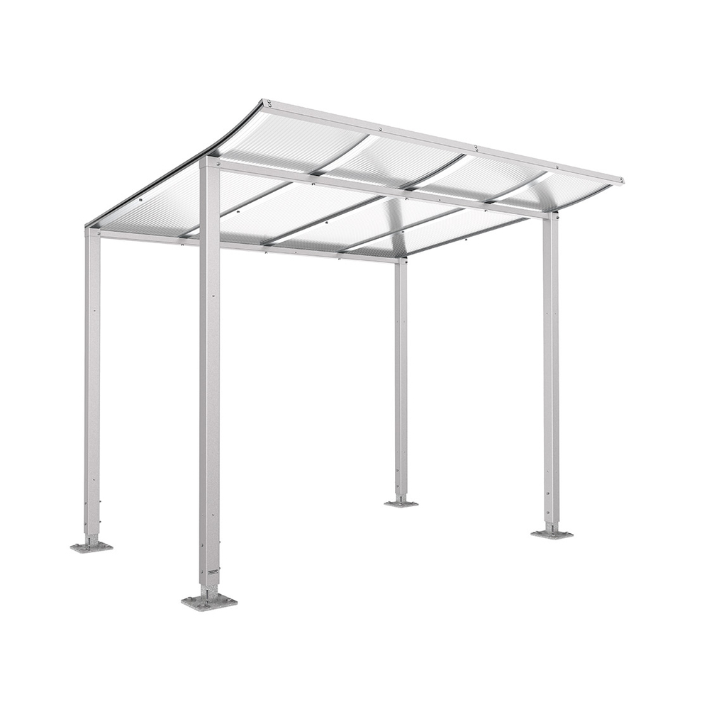 Abri vélos Modulo bardages en verre RAL7044 - Sans bardage - Sur platines - Prof 2000mm - PROCITY - 599173.7044