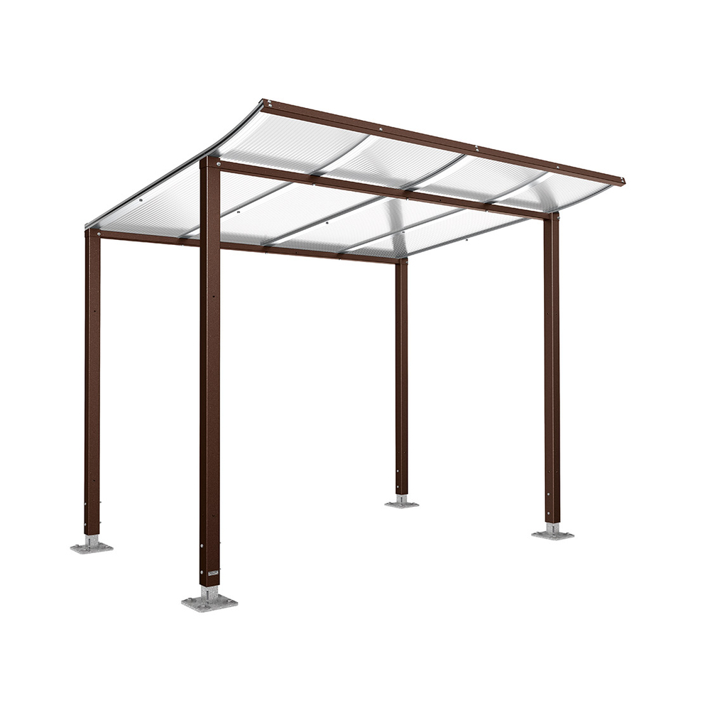 Abri vélos Modulo bardages en verre RAL8017 - Sans bardage - Sur platines - Prof 2000mm - PROCITY - 599173.8017