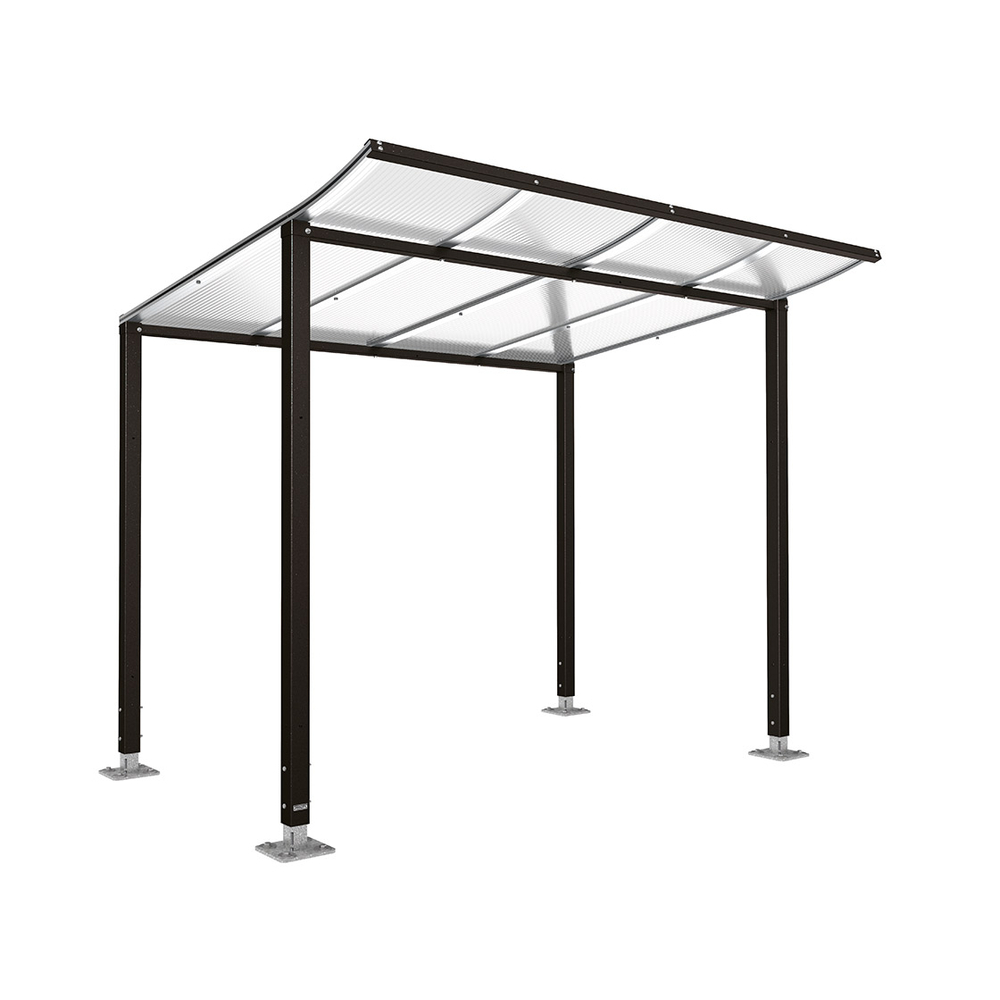 Abri vélos Modulo bardages en verre RAL9005 - Sans bardage - Sur platines - Prof 2000mm - PROCITY - 599173.9005