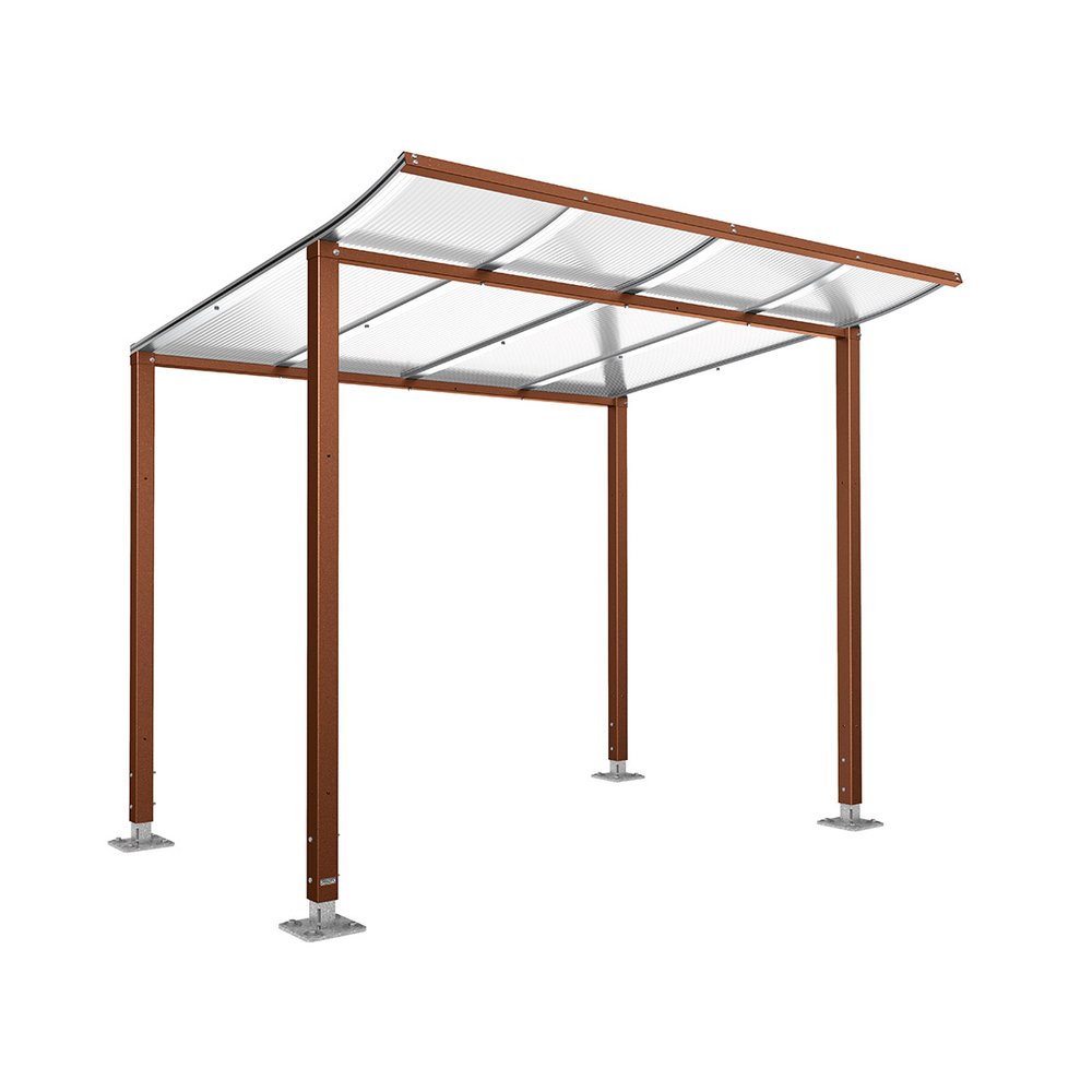 Abri vélos Modulo bardages en verre Aspect Corten - Sans bardage - Sur platines - Prof 2000mm - PROCITY - 599173.S025