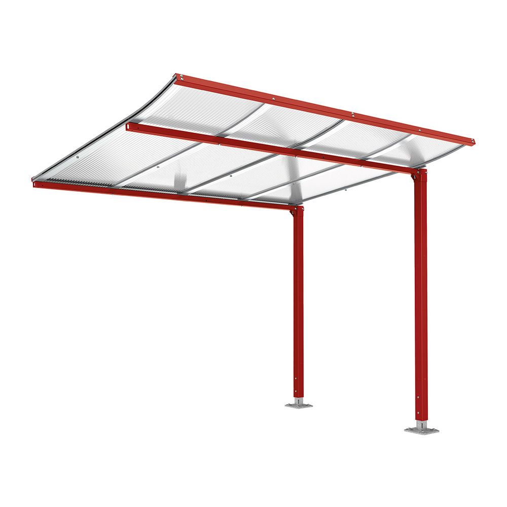 Abri vélos Modulo bardages en verre RAL3004 - compl sans bardage - Sur platines - Prof 2000mm - PROCITY - 599174.3004