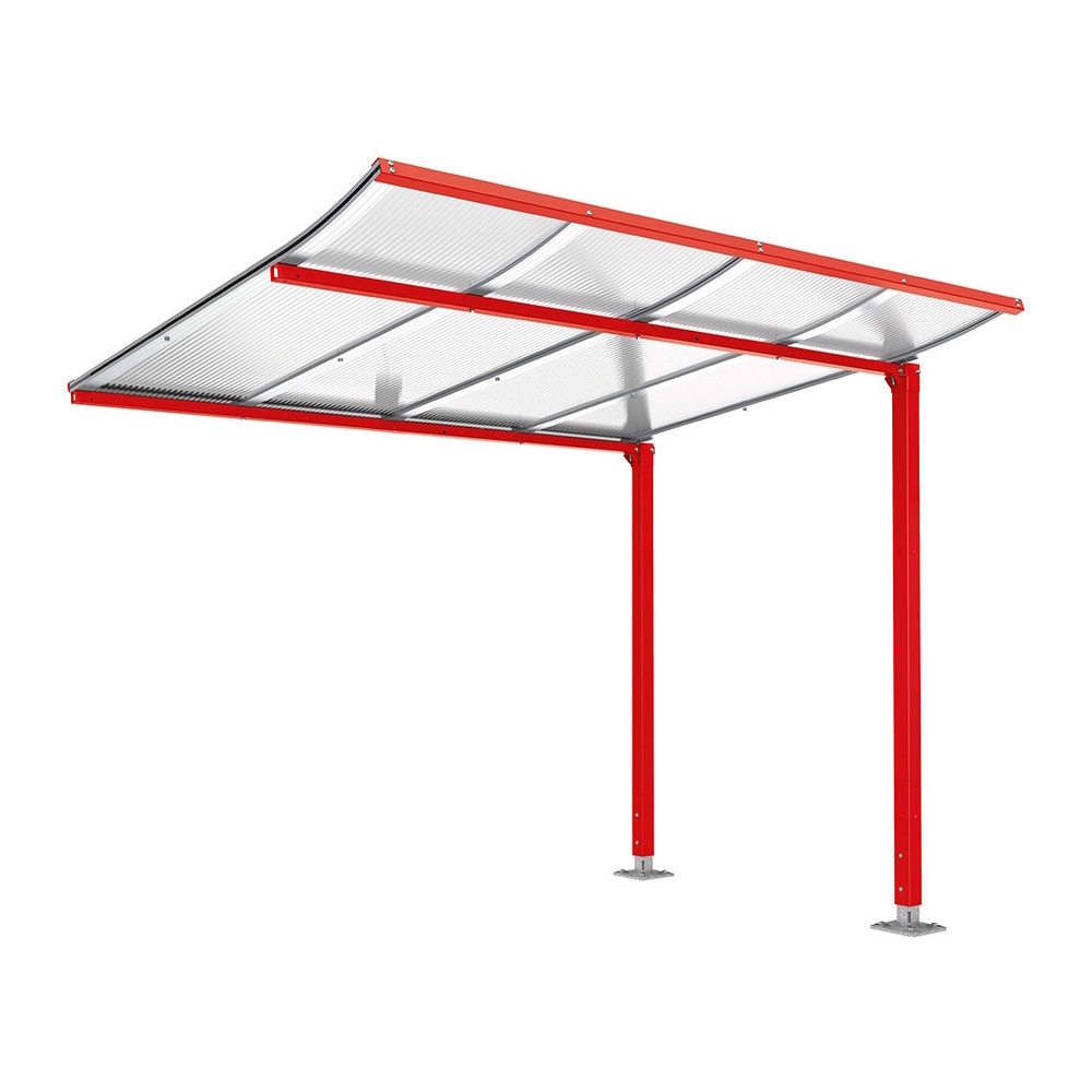 Abri vélos Modulo bardages en verre RAL3020 - compl sans bardage - Sur platines - Prof 2000mm - PROCITY - 599174.3020