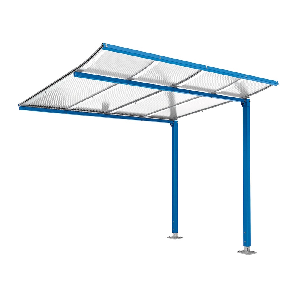 Abri vélos Modulo bardages en verre RAL5010 - compl sans bardage - Sur platines - Prof 2000mm - PROCITY - 599174.5010