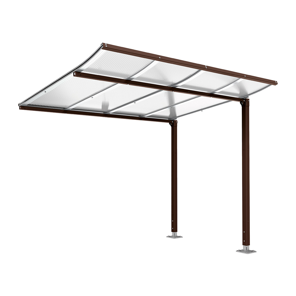 Abri vélos Modulo bardages en verre RAL8017 - compl sans bardage - Sur platines - Prof 2000mm - PROCITY - 599174.8017
