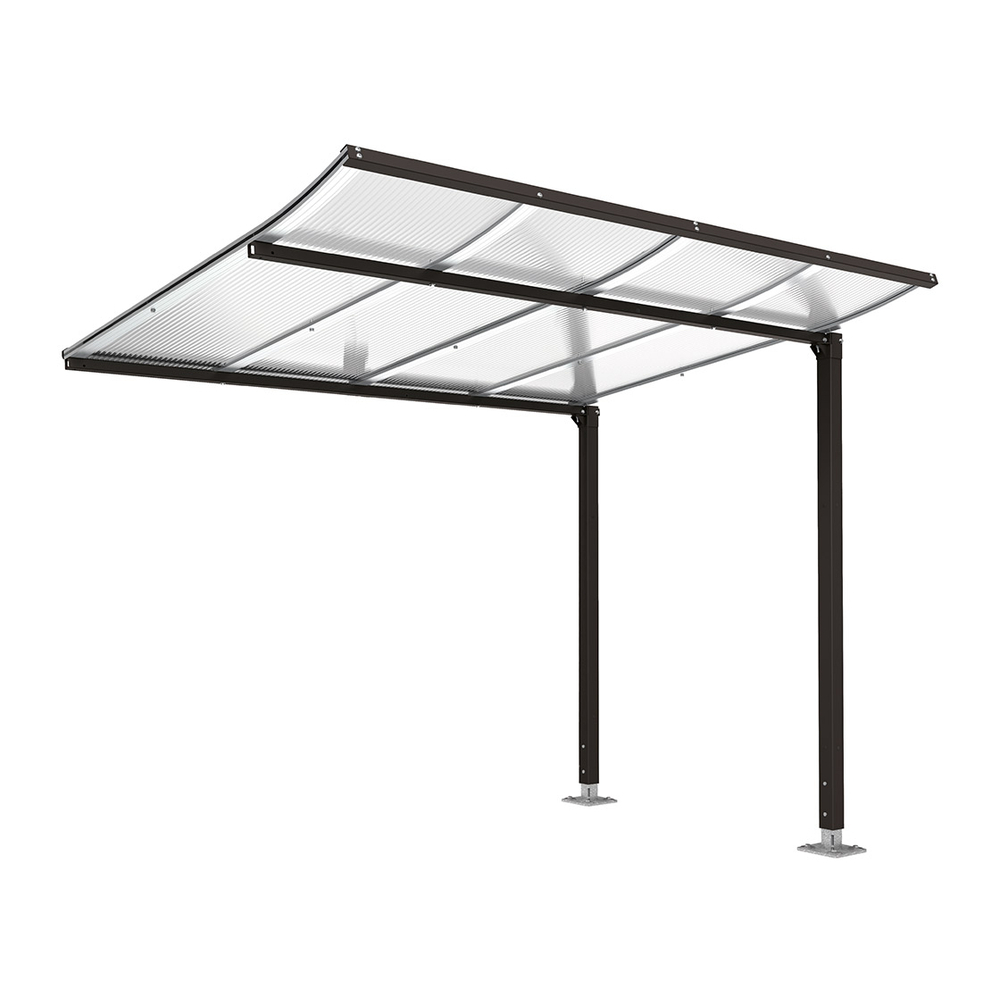 Abri vélos Modulo bardages en verre RAL9005 - compl sans bardage - Sur platines - Prof 2000mm - PROCITY - 599174.9005