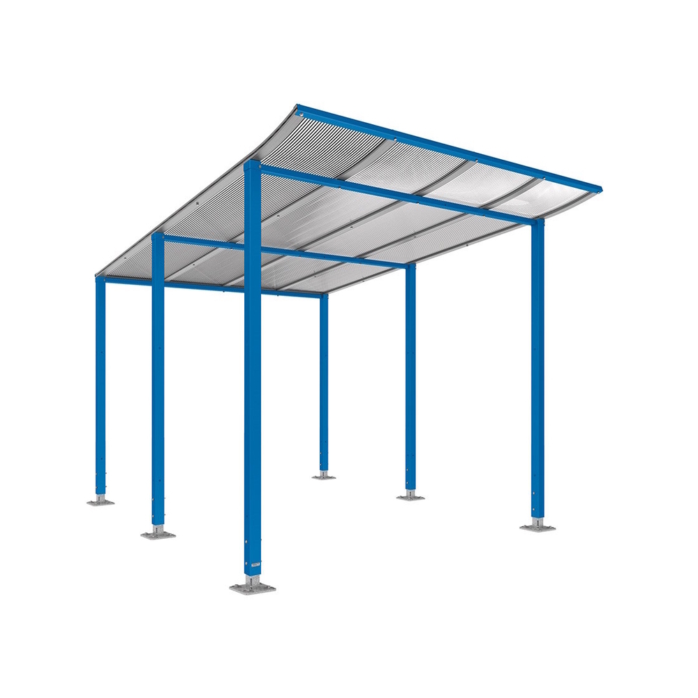 Abri vélos Modulo bardages en verre RAL5010 - Sans bardage - Sur platines - Prof 3400mm - PROCITY - 599193.5010