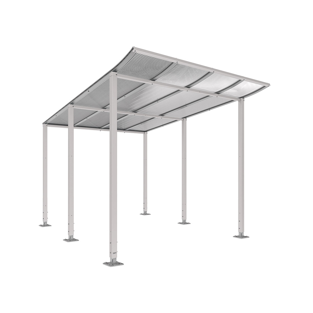 Abri vélos Modulo bardages en verre RAL7044 - Sans bardage - Sur platines - Prof 3400mm - PROCITY - 599193.7044