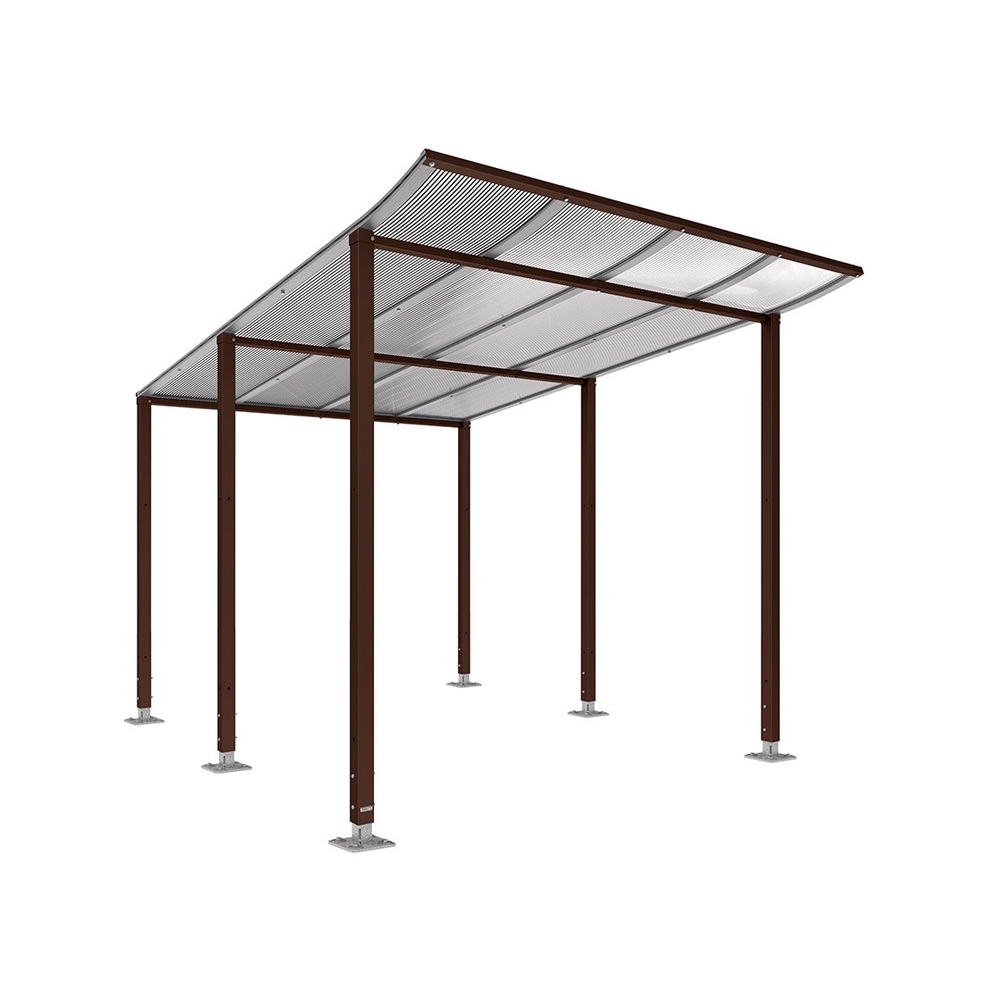 Abri vélos Modulo bardages en verre RAL8017 - Sans bardage - Sur platines - Prof 3400mm - PROCITY - 599193.8017
