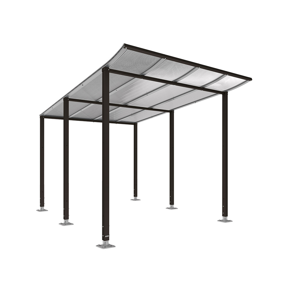 Abri vélos Modulo bardages en verre RAL9005 - Sans bardage - Sur platines - Prof 3400mm - PROCITY - 599193.9005