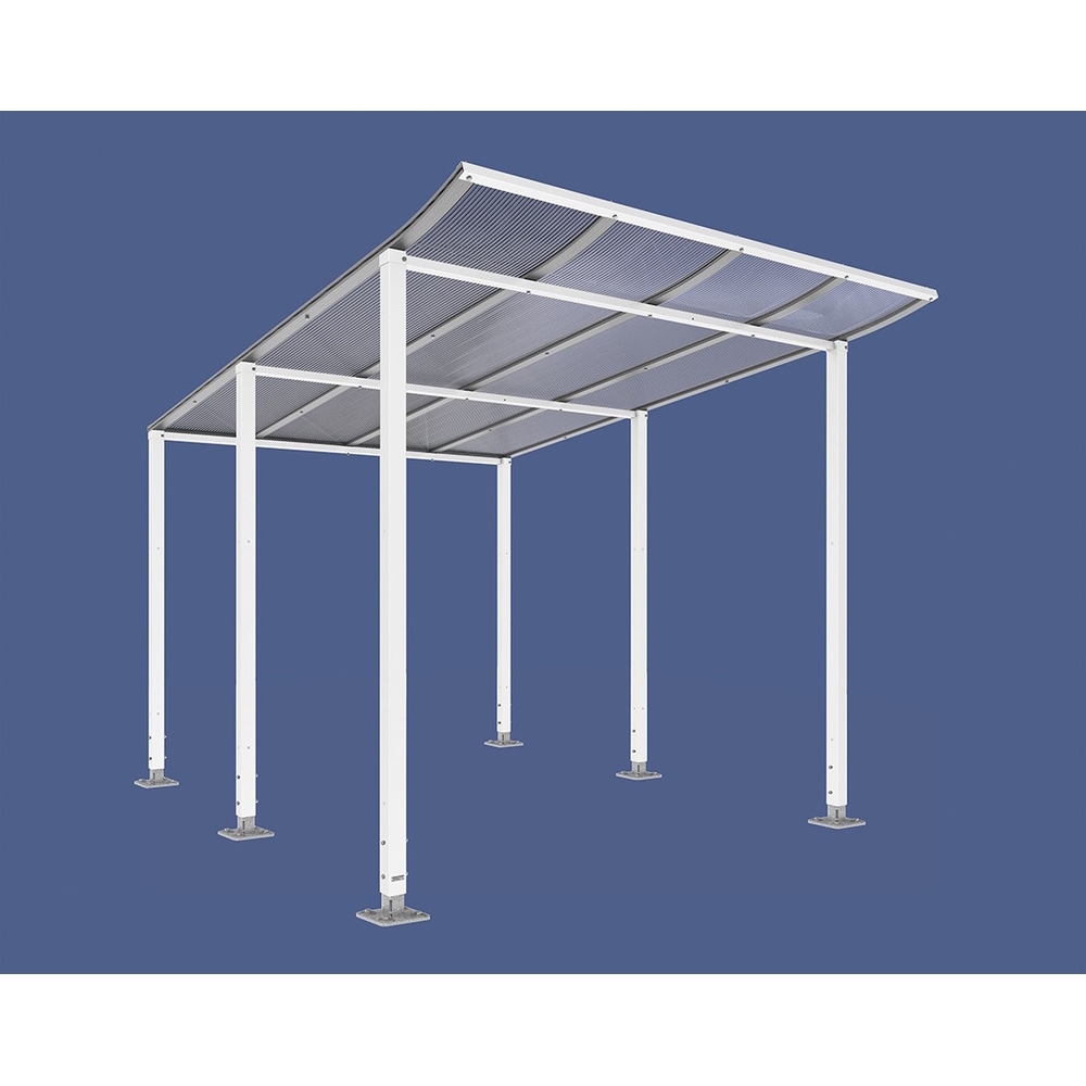 Abri vélos Modulo bardages en verre RAL9010 - Sans bardage - Sur platines - Prof 3400mm - PROCITY - 599193.9010